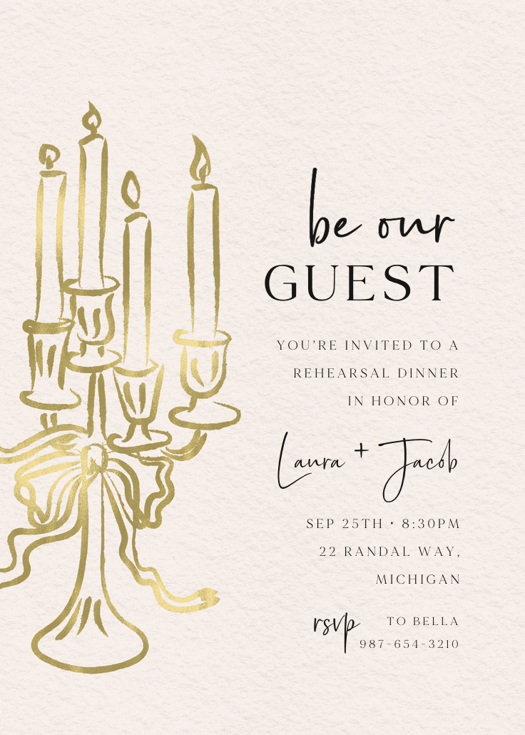 Be our guest - rehearsal dinner party invitation