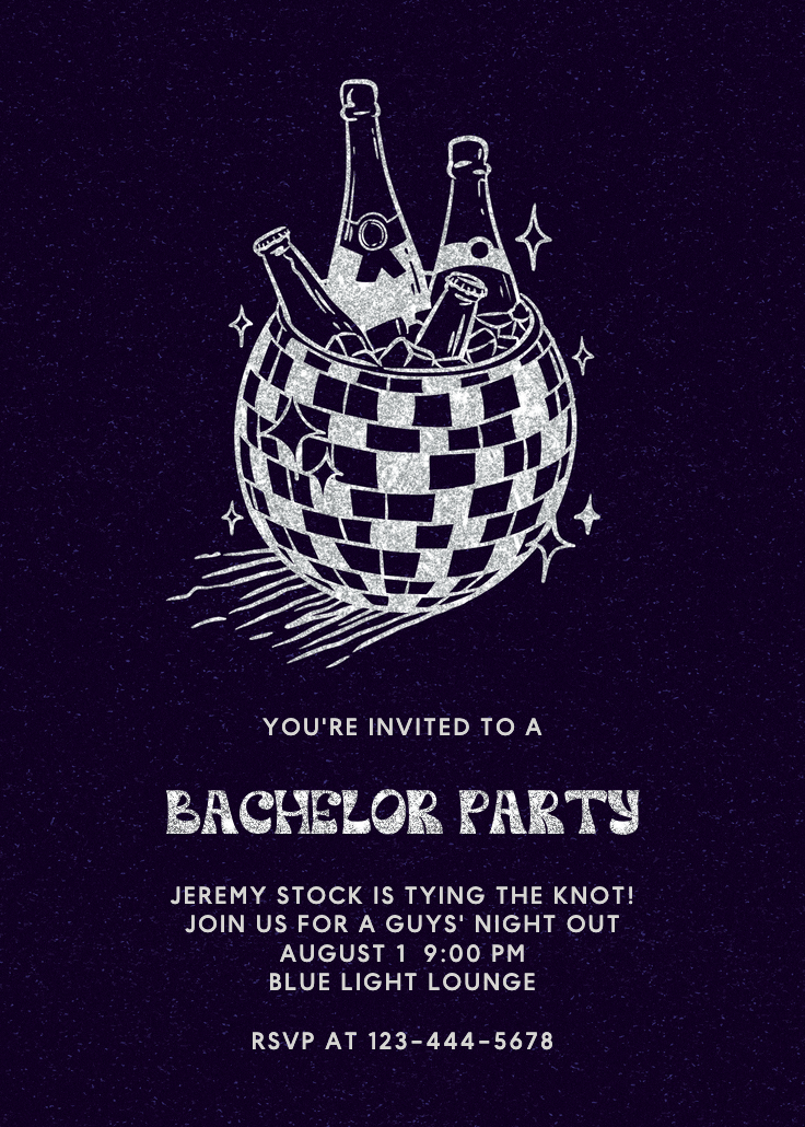 Disco drinks - bachelor party invitation