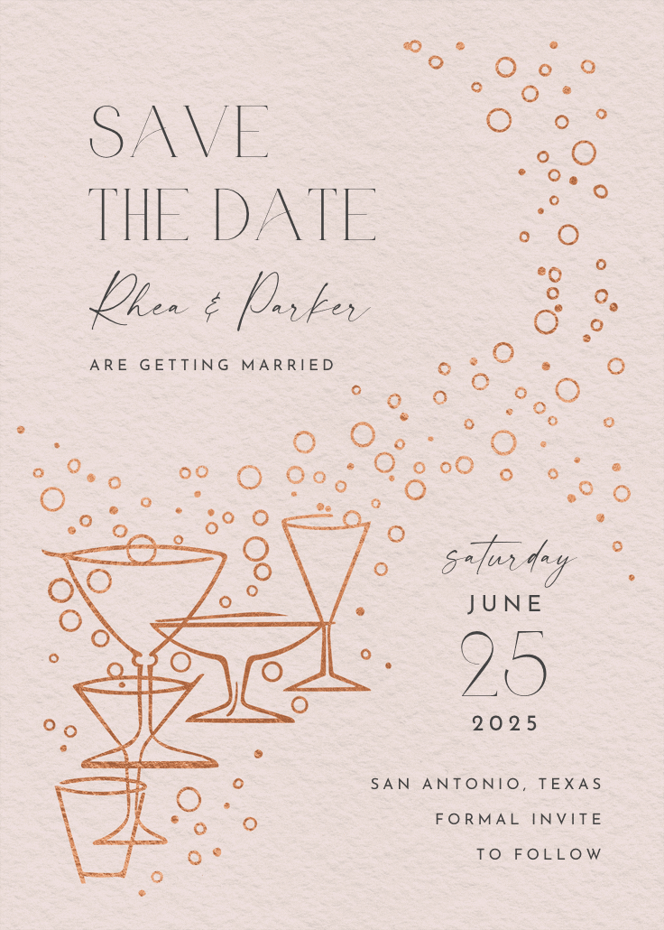 Fizzy bubbles - save the date card