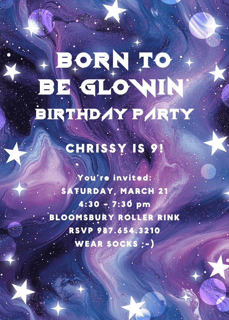 Glittery galaxy - birthday invitation
