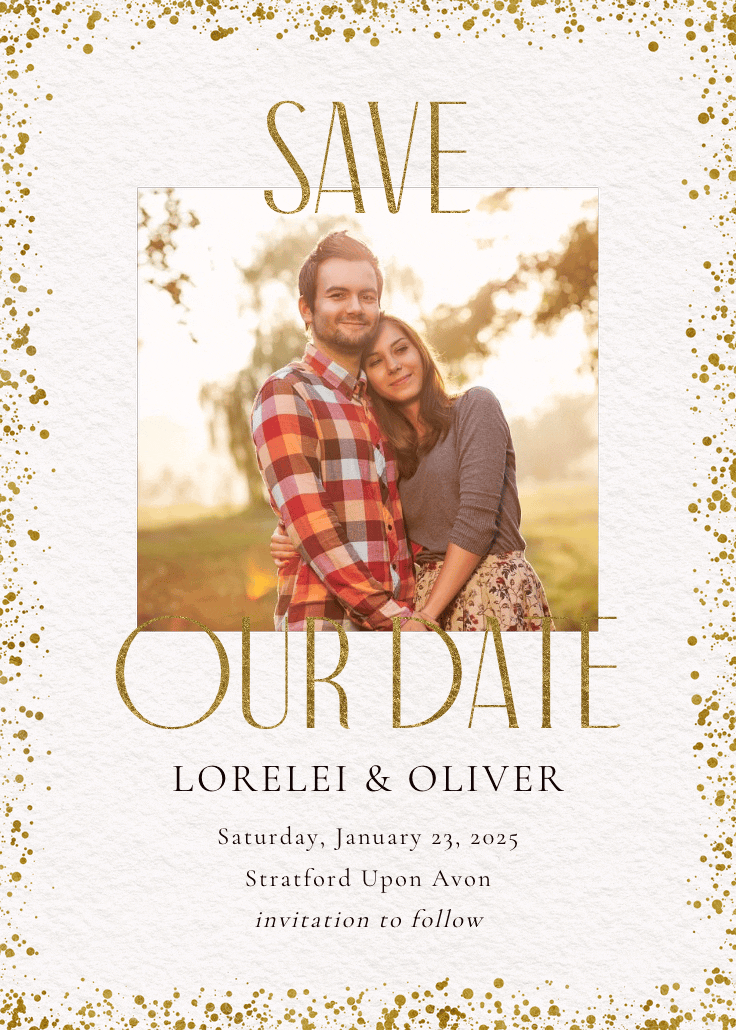 Golden love - save the date card
