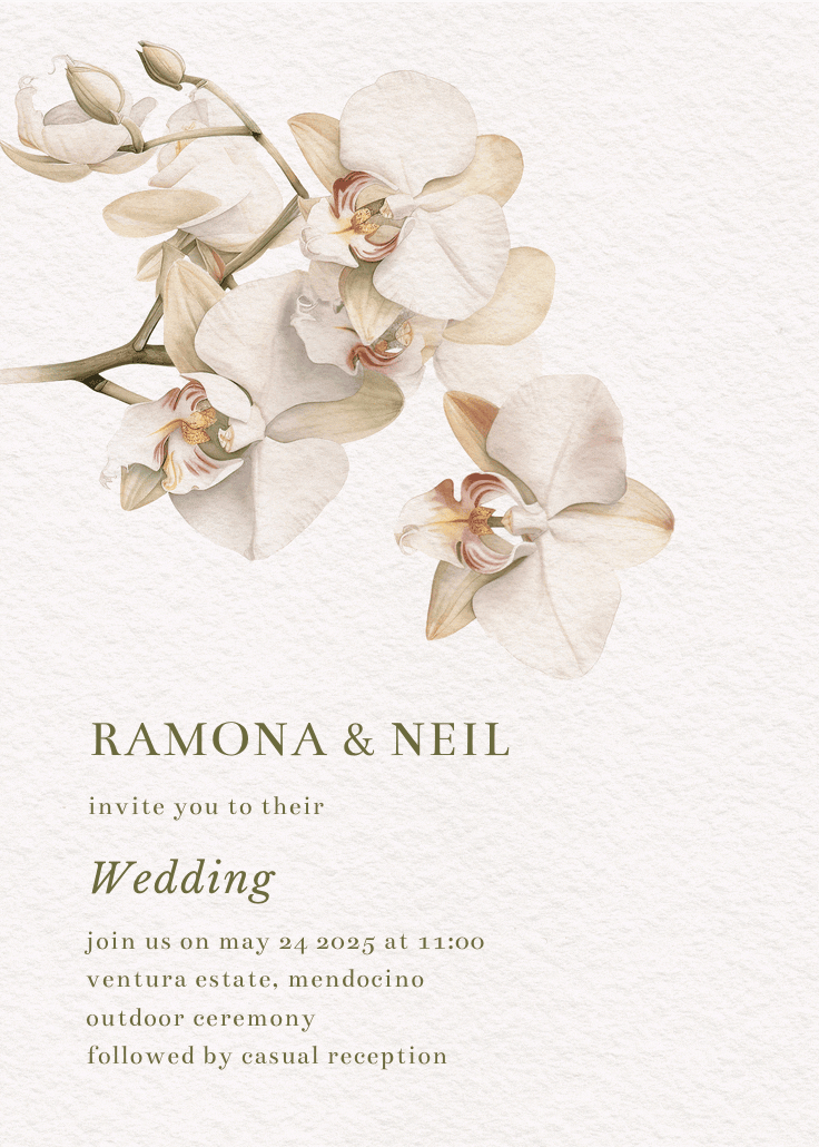 Graceful orchid - wedding invitation