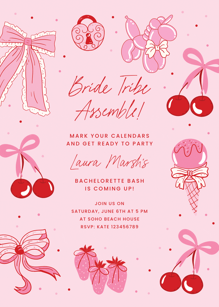 Simple bouquet - bachelorette party invitation