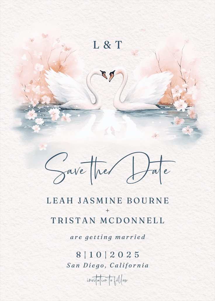 Swan story - save the date card