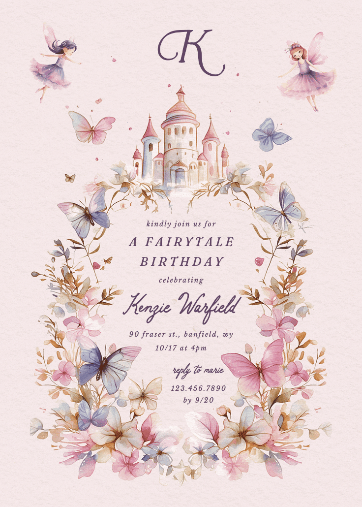 Whimsical wings - birthday invitation