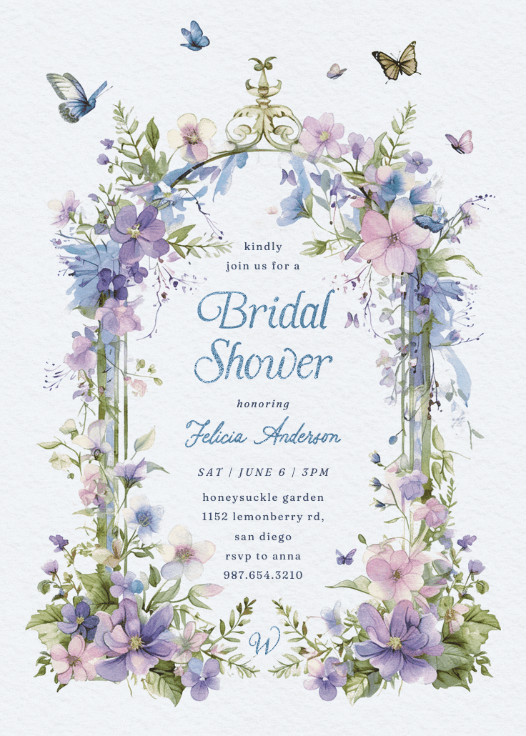 Whimsical wings - bridal shower invitation