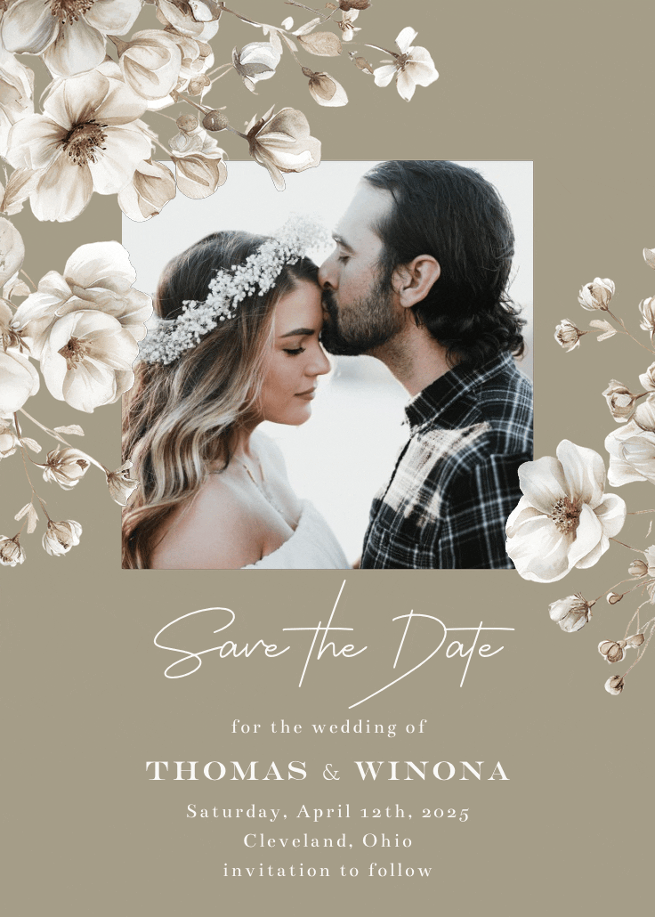 White and gold - save the date card