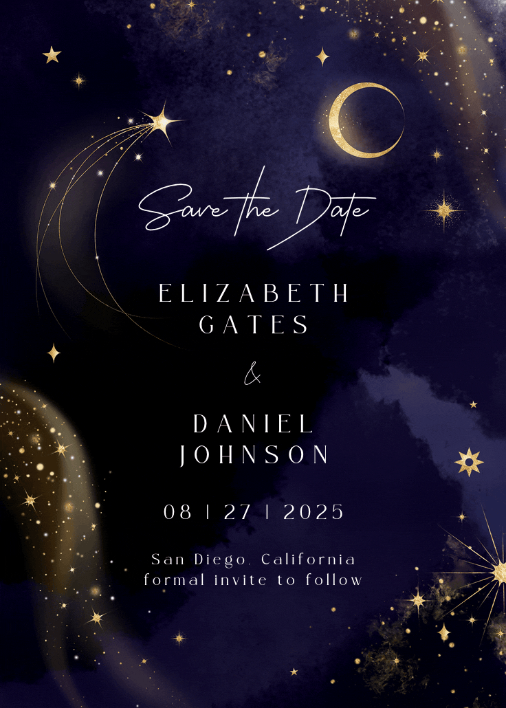 Written in the stars - save the date card