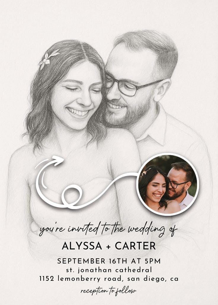 A sketch of love - wedding invitation