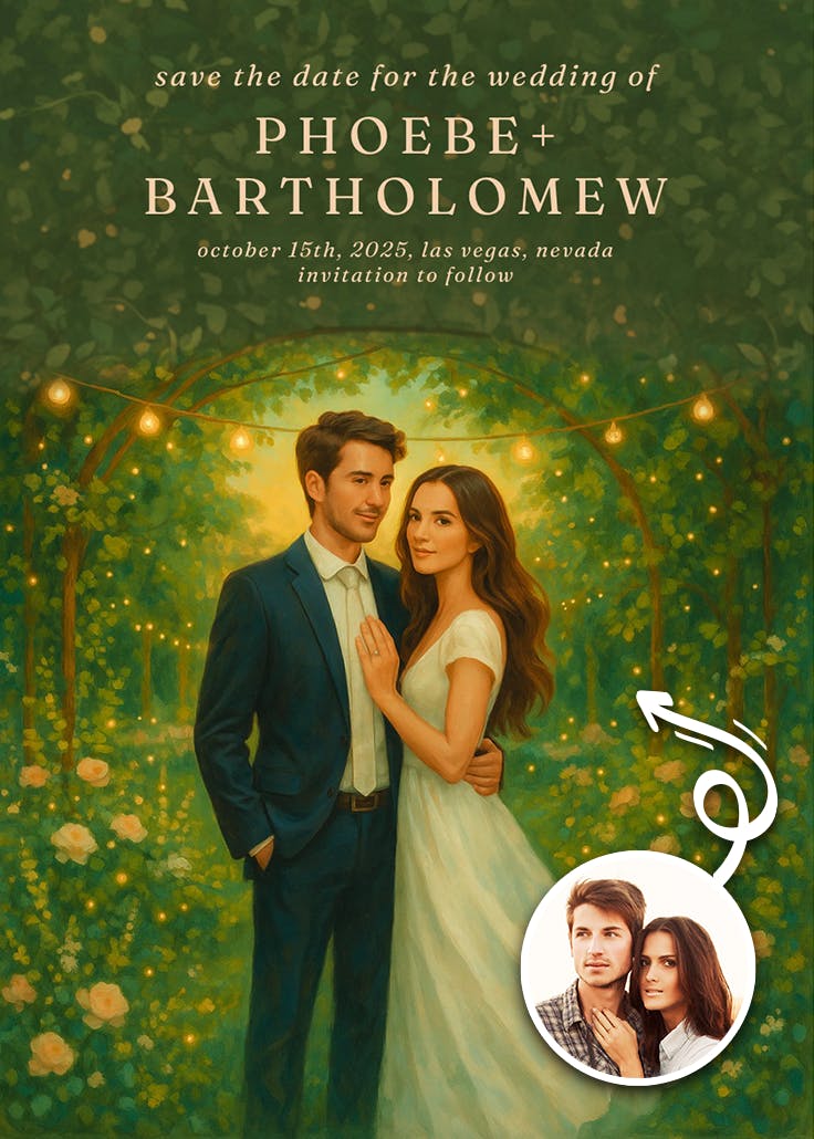 An enchanted yes - save the date card