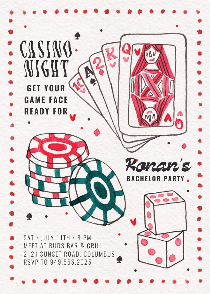 Ante up - bachelor party invitation