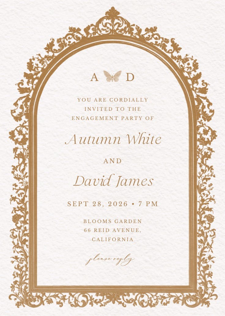 Baroque frame - engagement party invitation