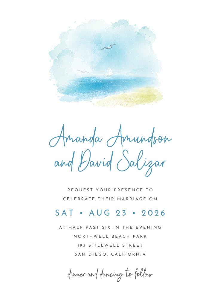 Beach wedding - wedding invitation