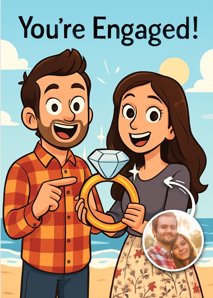 Big ring - engagement congratulations card