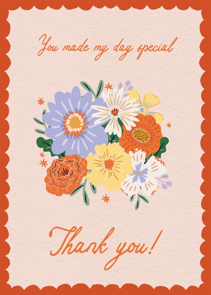 Blooming bouquet - wedding thank you card