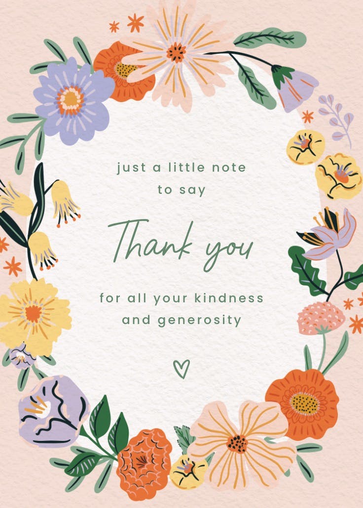 Blooming garden - wedding thank you card