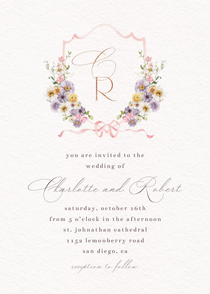 Blooms all around - wedding invitation