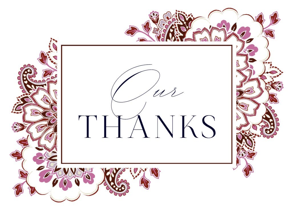 Colored paisley - wedding thank you card