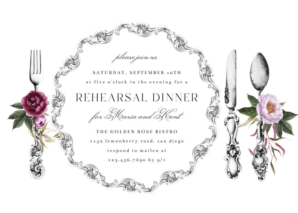 Dinner ware - rehearsal dinner party invitation
