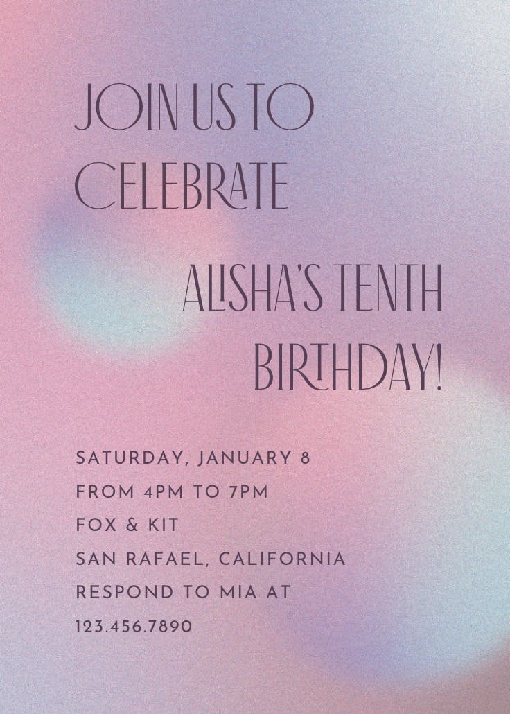 Dreamlike gradient - birthday invitation