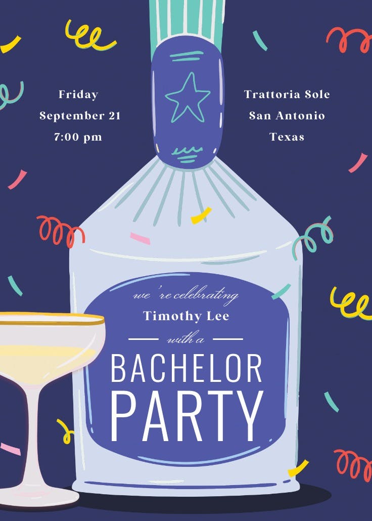 Festive groom bash - bachelor party invitation