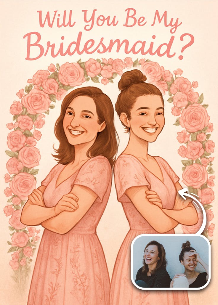 Blush floral arch - bridesmaid card