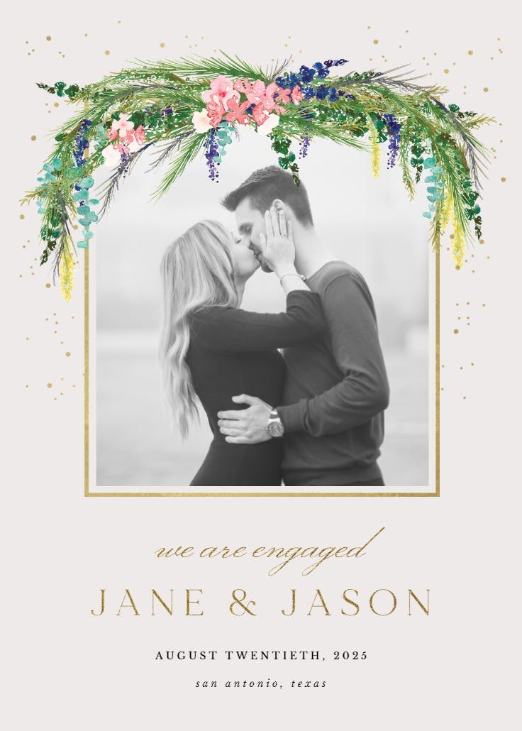Floral pine - engagement announcement