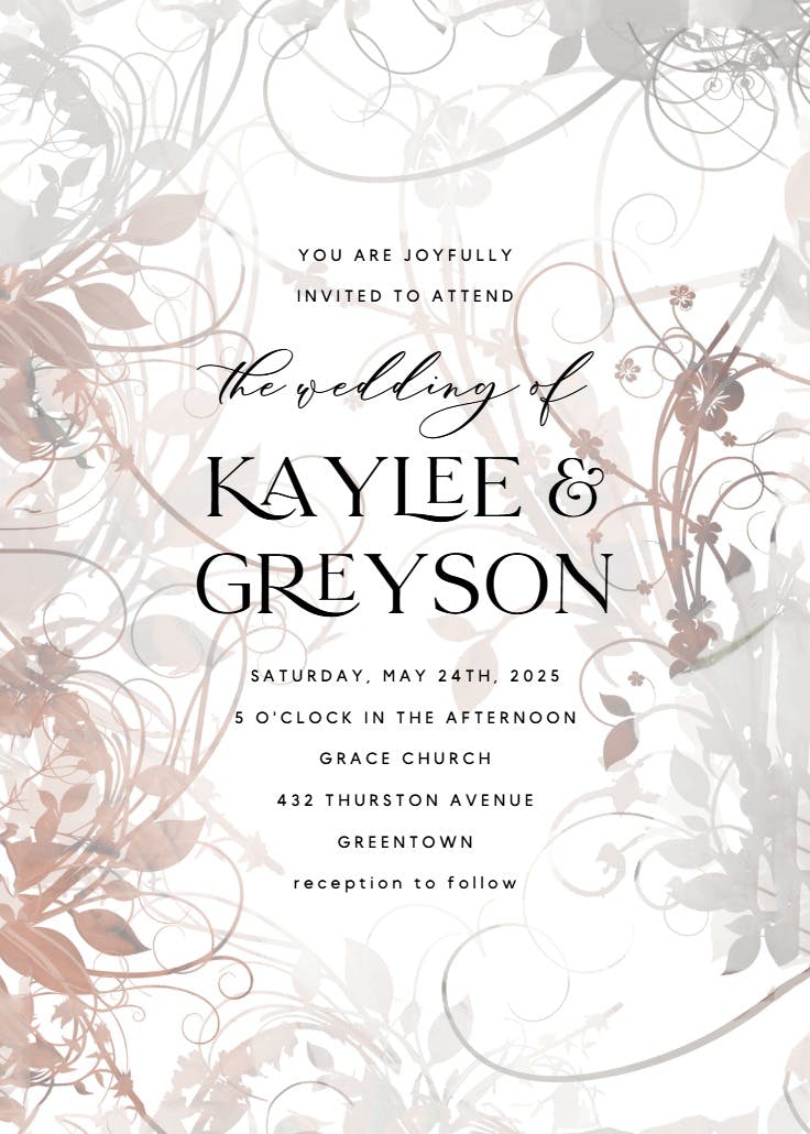 Floral swirls - wedding invitation