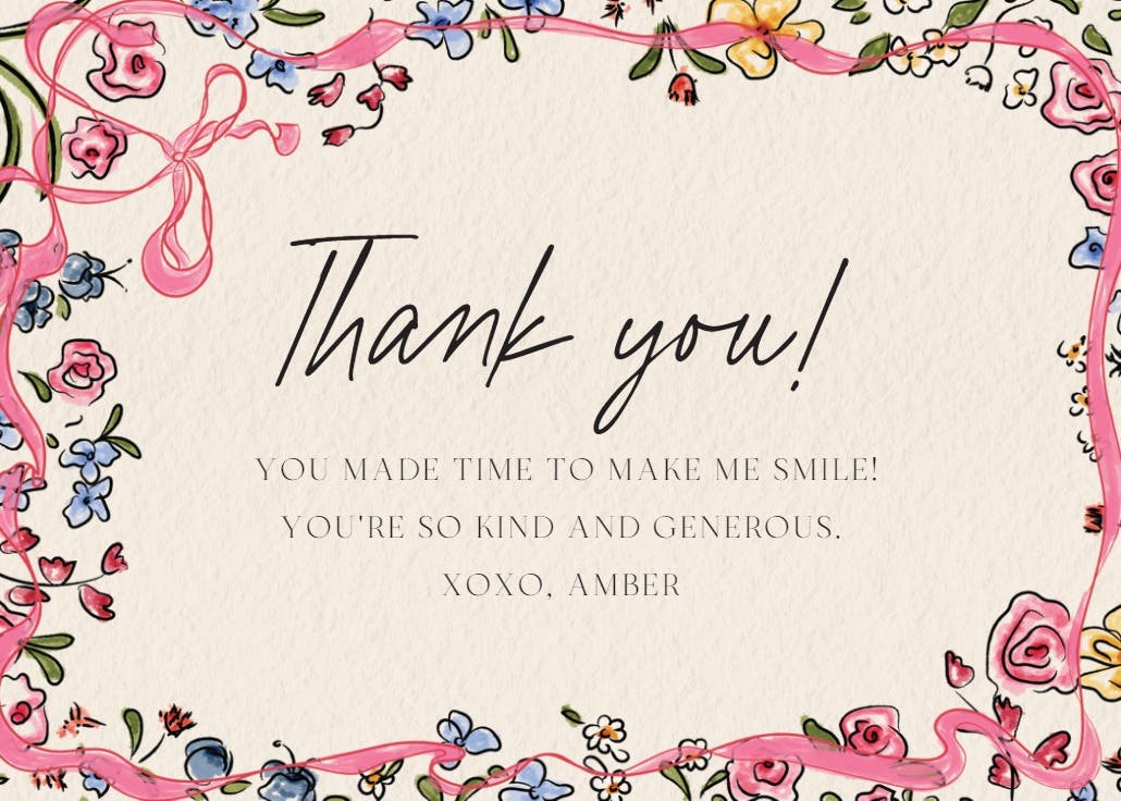 Flourished love - wedding thank you card