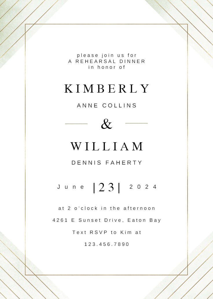 Frame & lines - rehearsal dinner party invitation