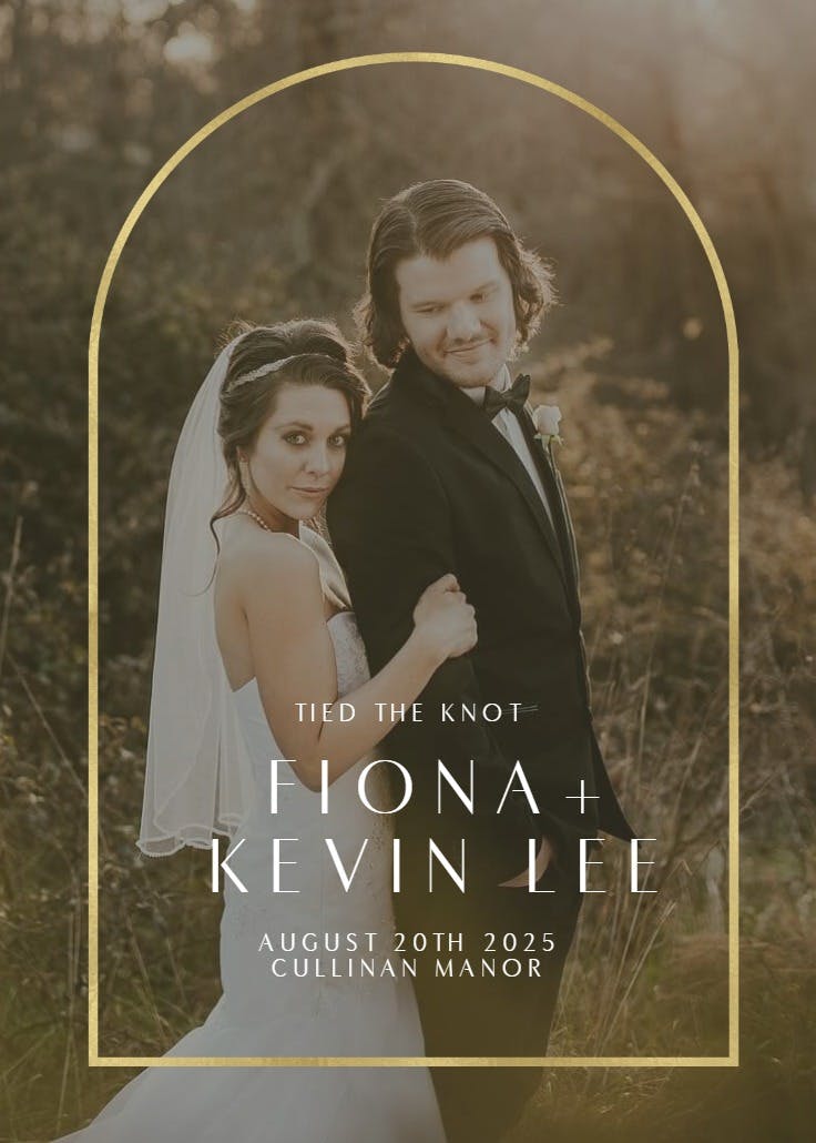 Gold arch - wedding announcement