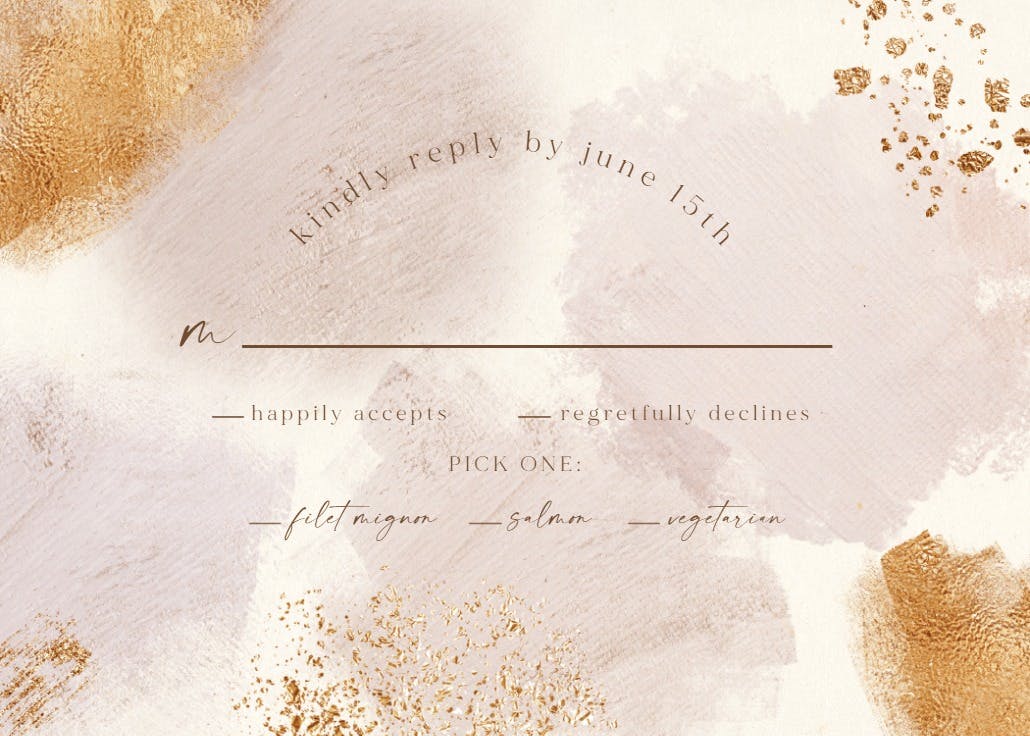 Golden bride - rsvp card