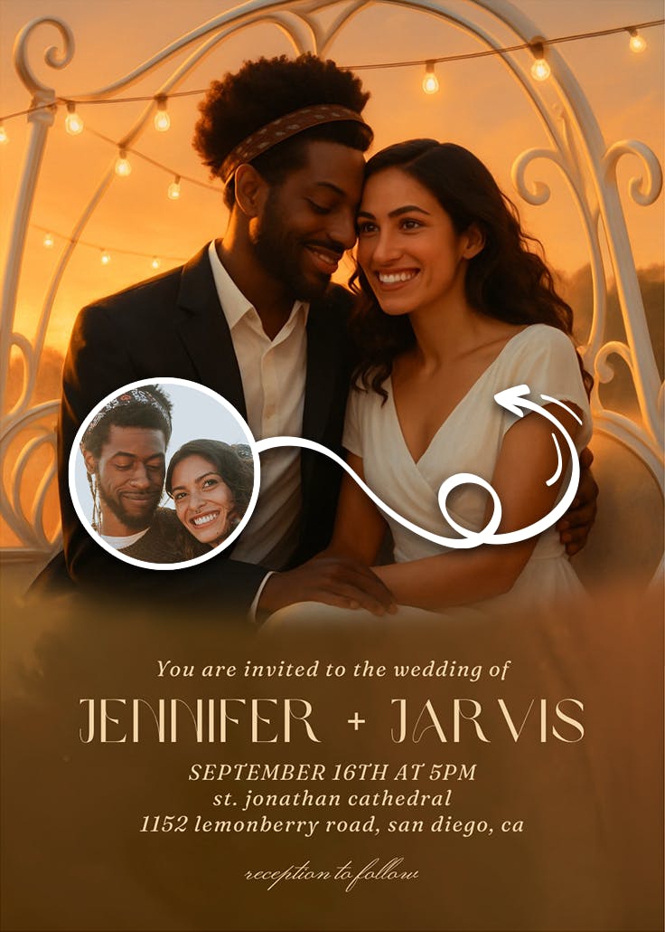 Golden hour whispers - wedding invitation