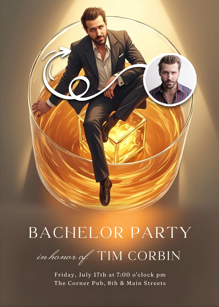 Groom on the rocks - bachelor party invitation