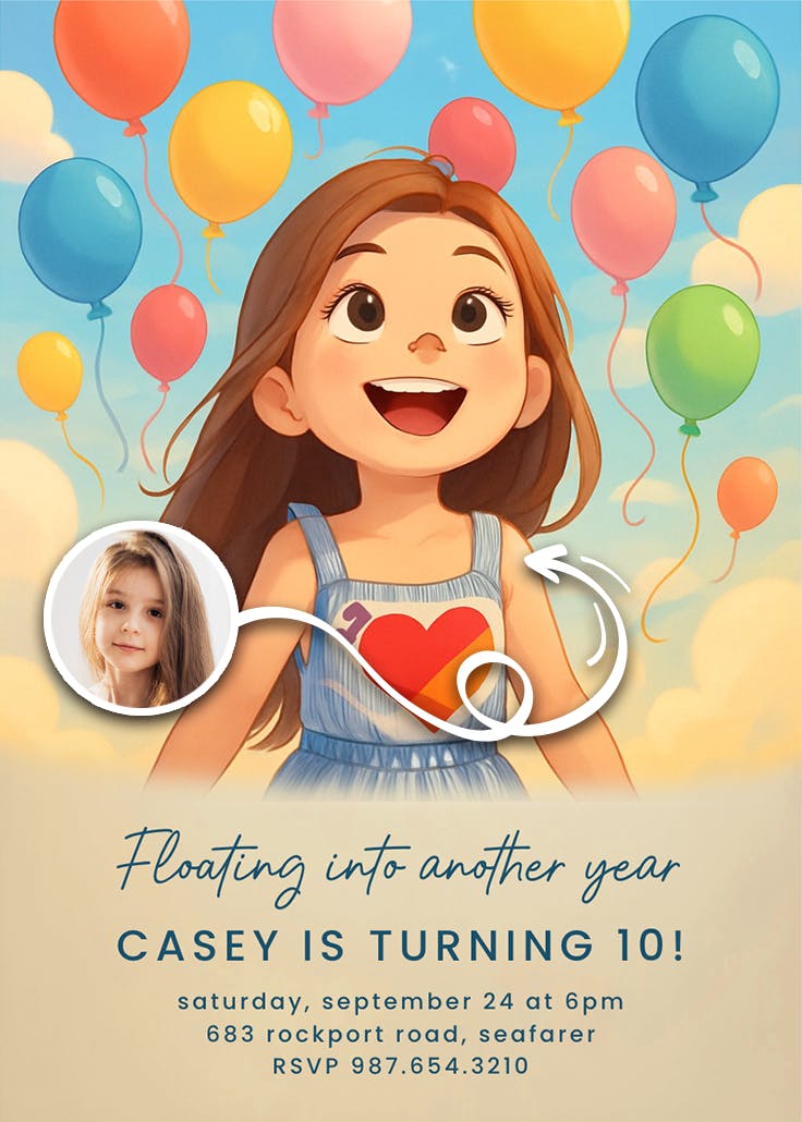 Happy skies - birthday invitation