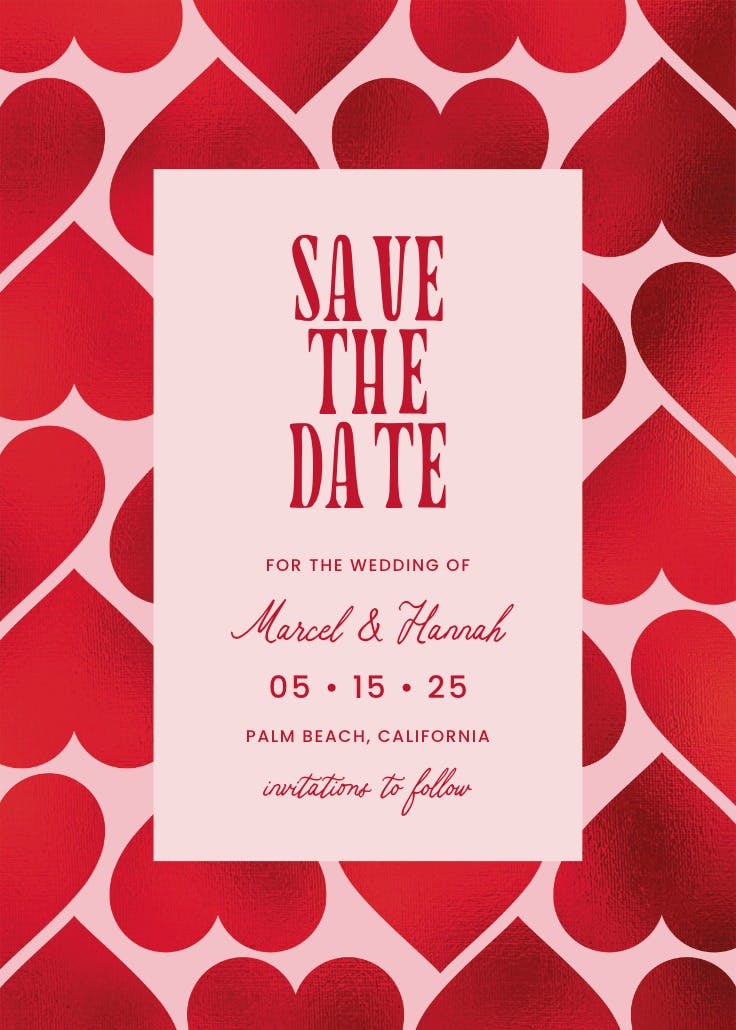 Hearts & giggles - save the date card