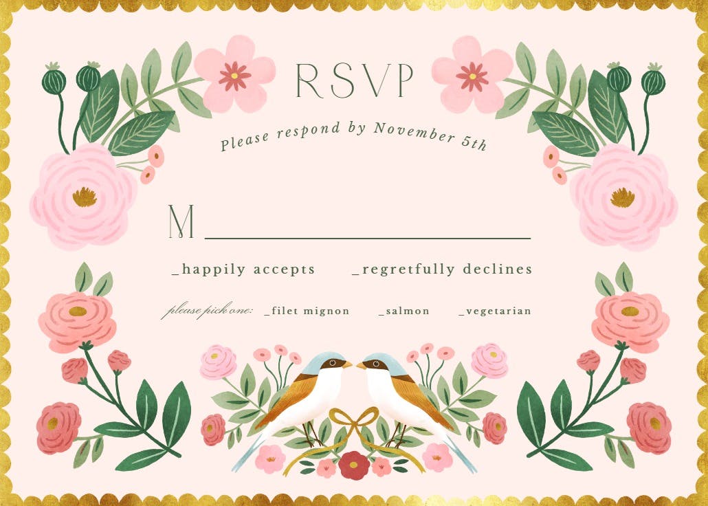 Love birds - rsvp card