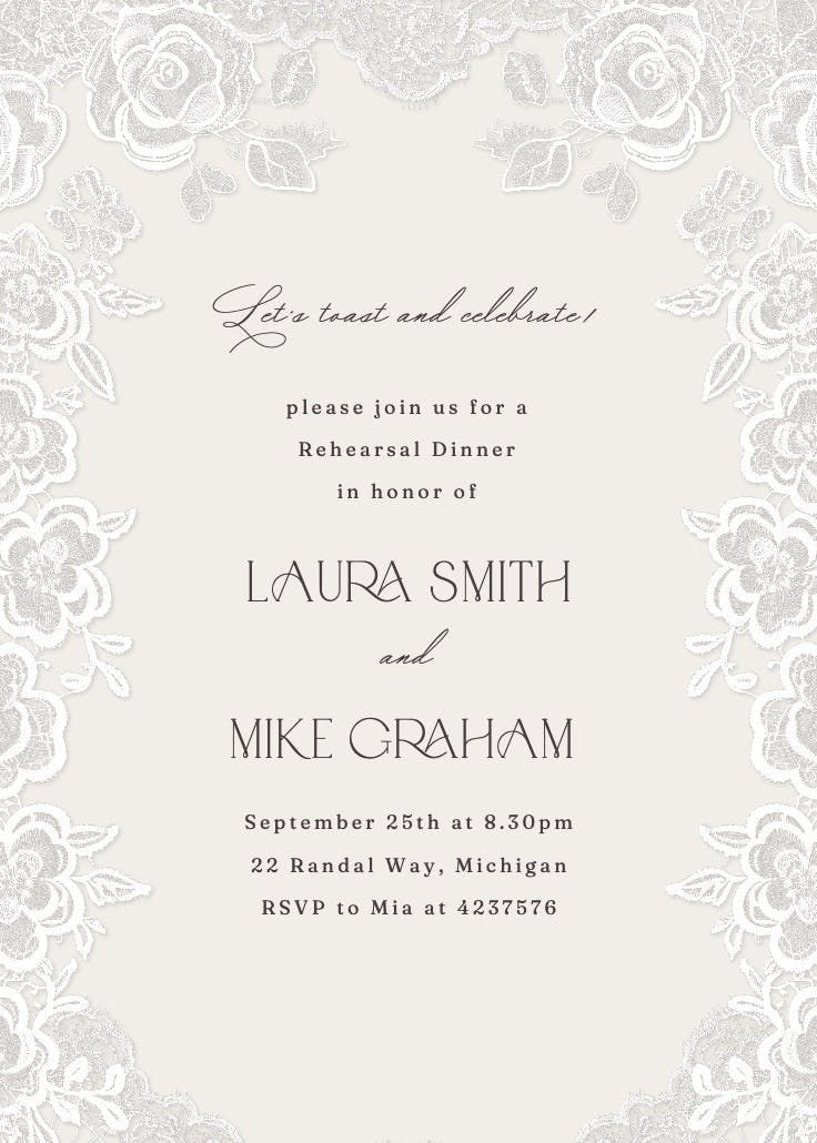 Lovely in lace - rehearsal dinner party invitation