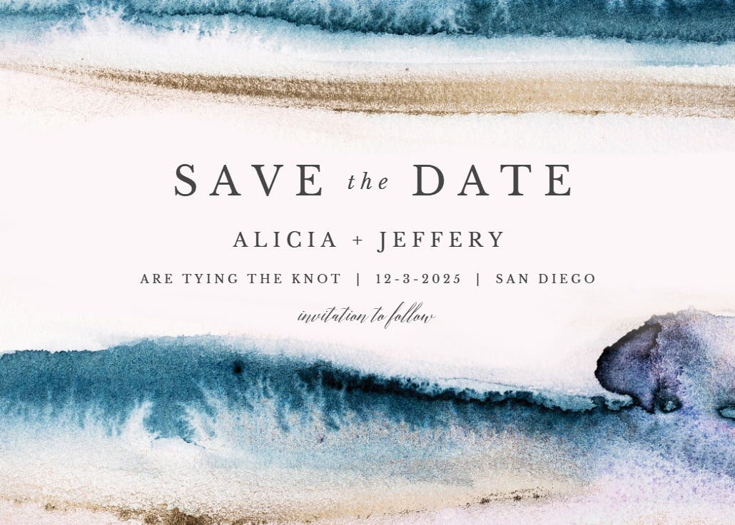 Modern fluid - save the date card