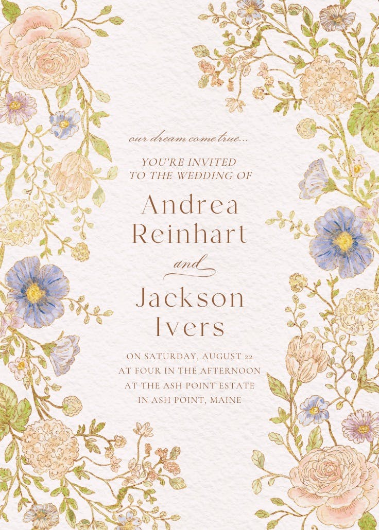 Nouveau florals - wedding invitation