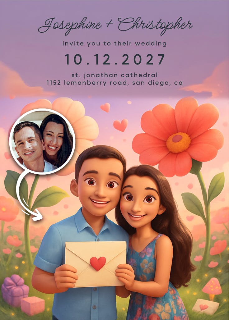 Petals & promises - wedding invitation