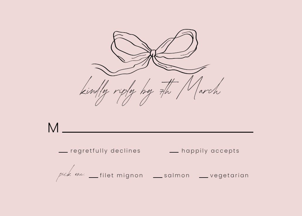 Romantic ribbon - rsvp card