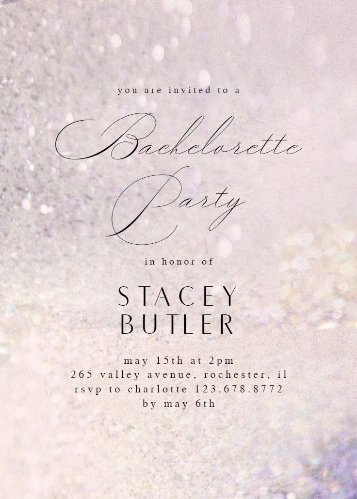 Romantic shimmer - bachelorette party invitation