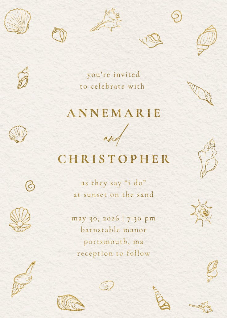 Seashore shells - wedding invitation