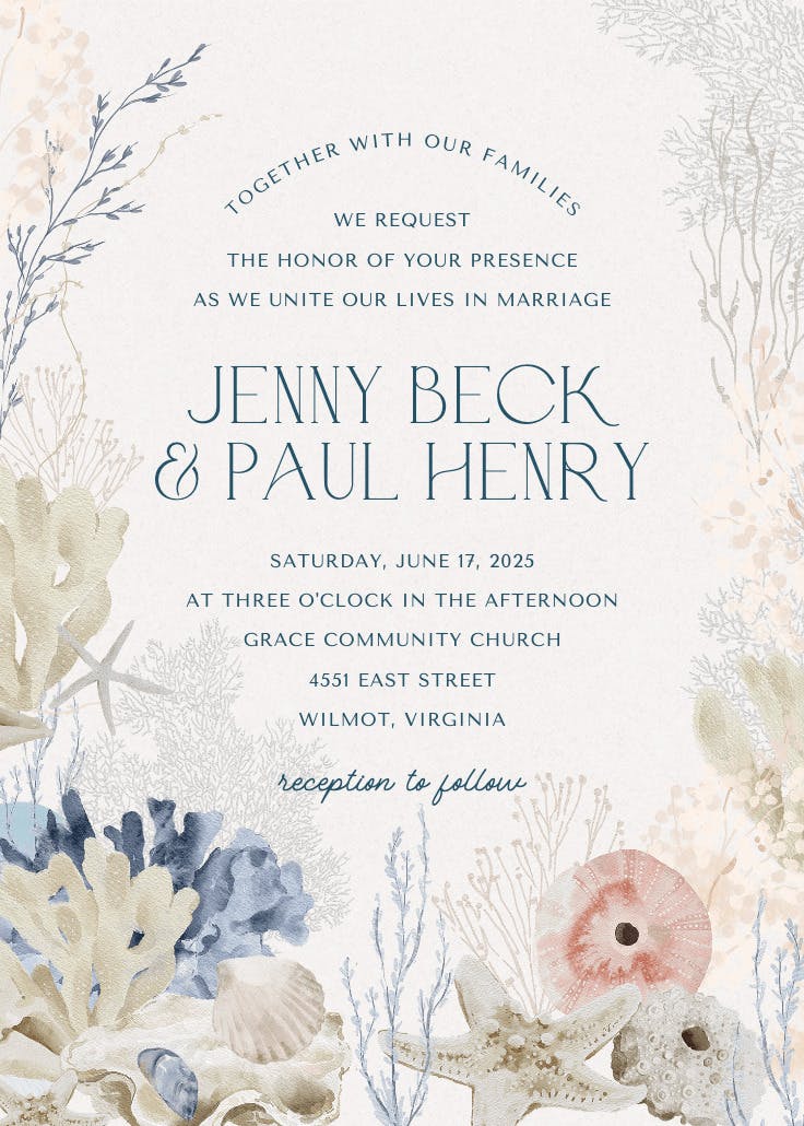 Shell sketches - wedding invitation