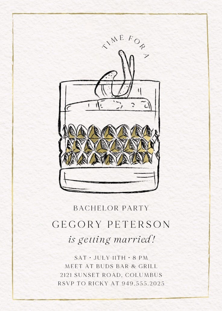 Sketched glass - bachelor party invitation