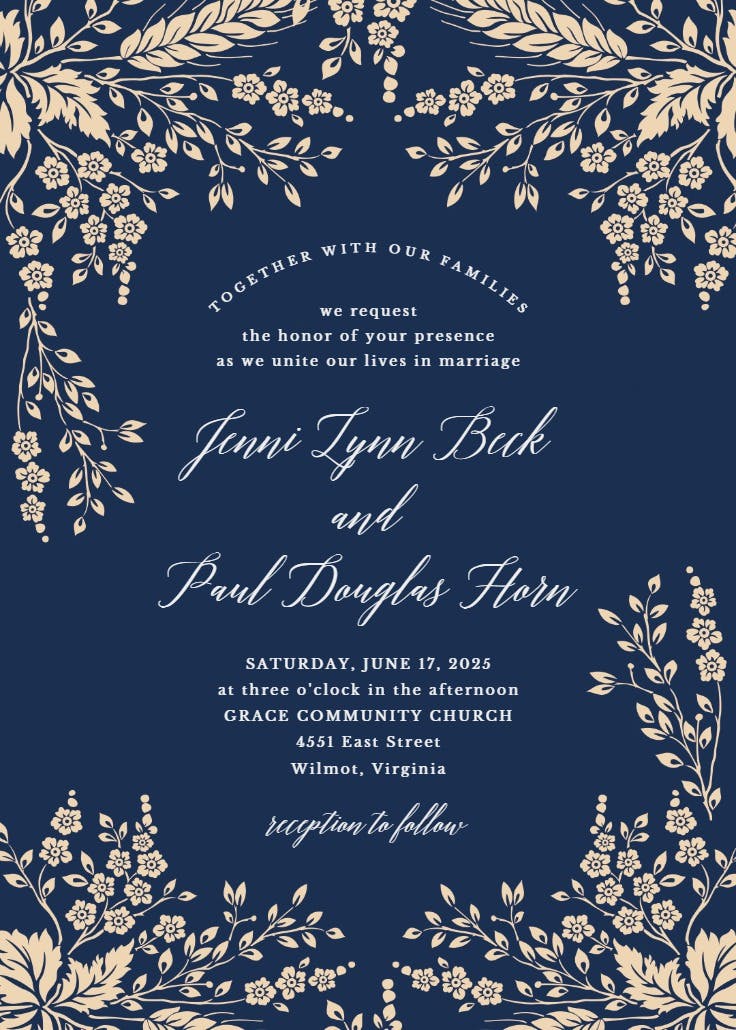 Sprig sprays - wedding invitation