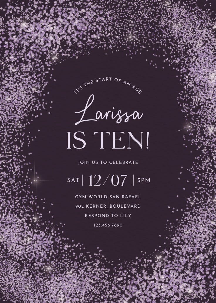 Start of an age - birthday invitation