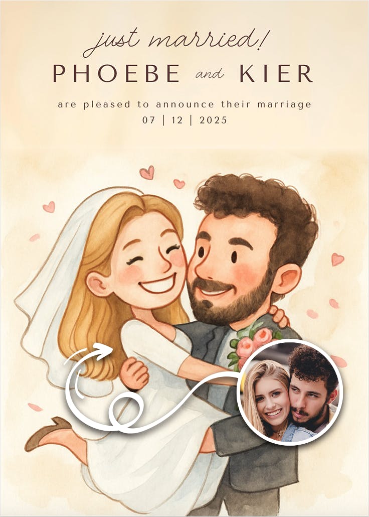 Swept off our feet - wedding announcement