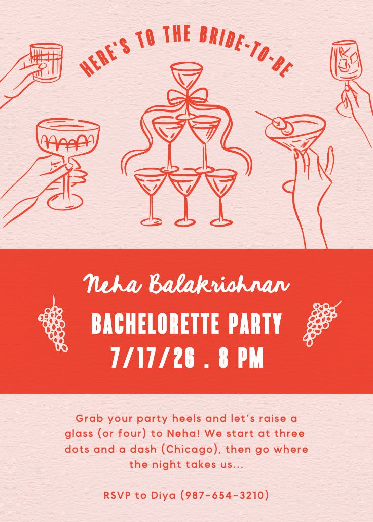 Toast in style - bachelorette party invitation